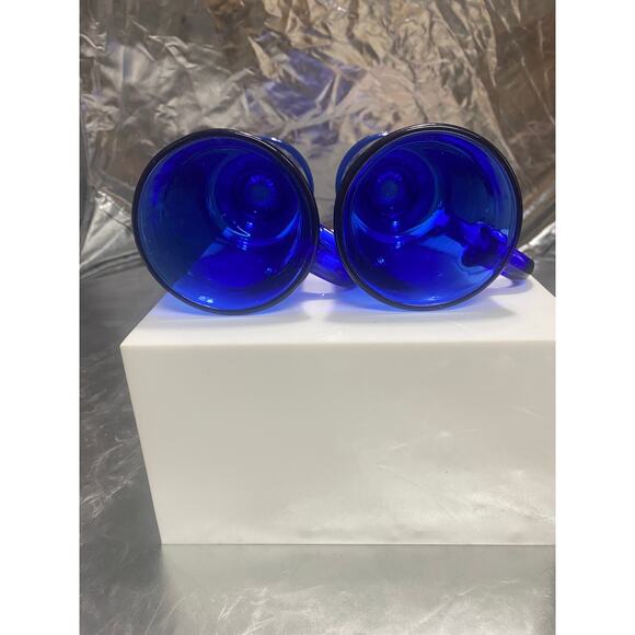 Vintage Set of 2 Anchor Hocking Cobalt Blue Coffee Mug Cups 5" - Picture 2 of 4